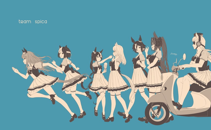 gold ship, daiwa scarlet, mejiro mcqueen, tokai teio, silence suzuka, and 2 more (umamusume) drawn by amanun