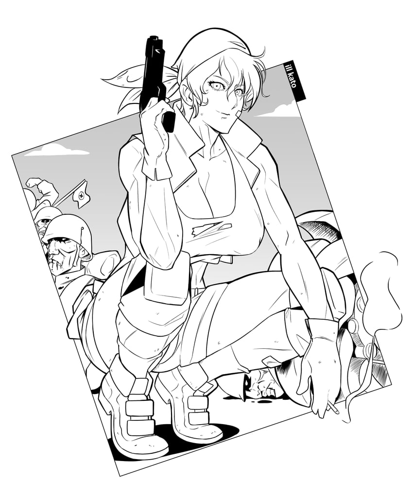 kasamoto eri, rebel army, and rebel soldier (metal slug) drawn by ill_kato