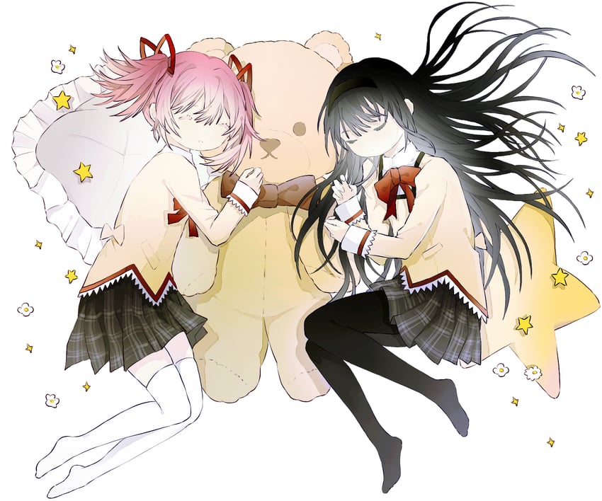akemi homura and kaname madoka (mahou shoujo madoka magica) drawn by winbow