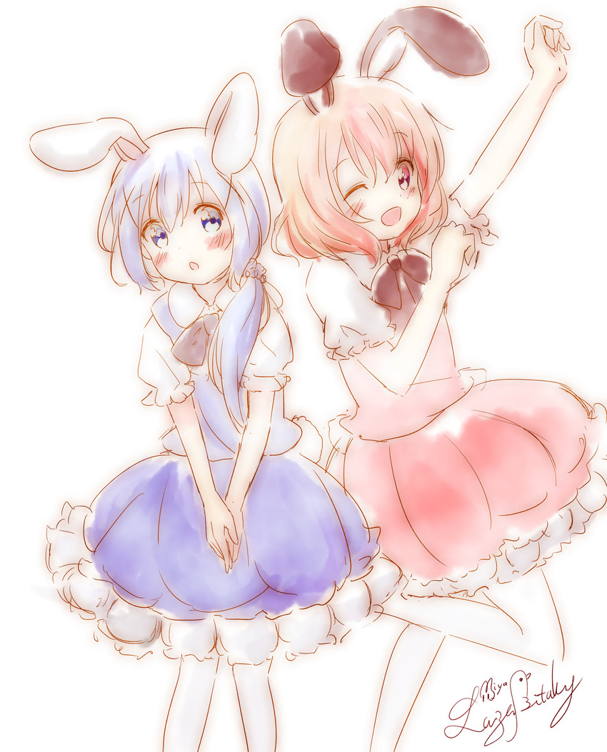 kafuu chino and hoto cocoa (gochuumon wa usagi desu ka?) drawn by razu_bitaki