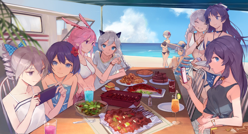 kiana kaslana, raiden mei, fu hua, bronya zaychik, seele vollerei, and 4 more (honkai and 1 more) drawn by aqua171