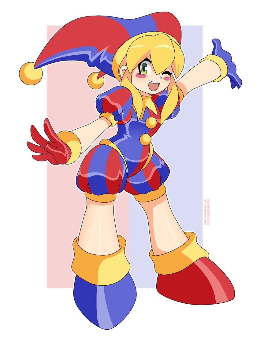 roll and pomni (mega man and 1 more) drawn by nico-neko