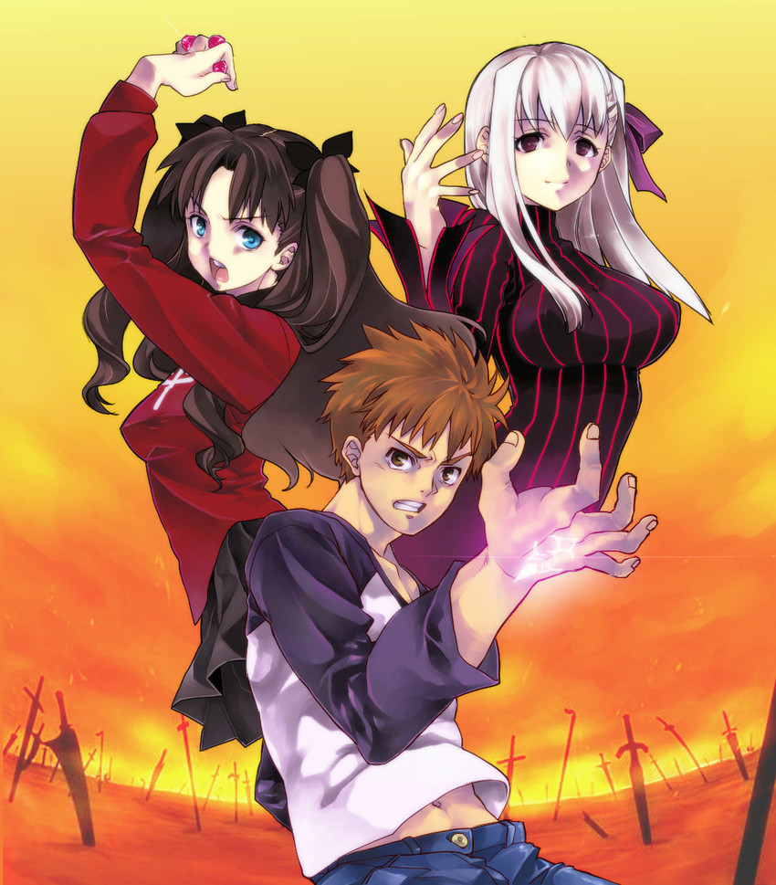 tohsaka rin, emiya shirou, matou sakura, and dark sakura (fate and 1 more) drawn by chimurin0704