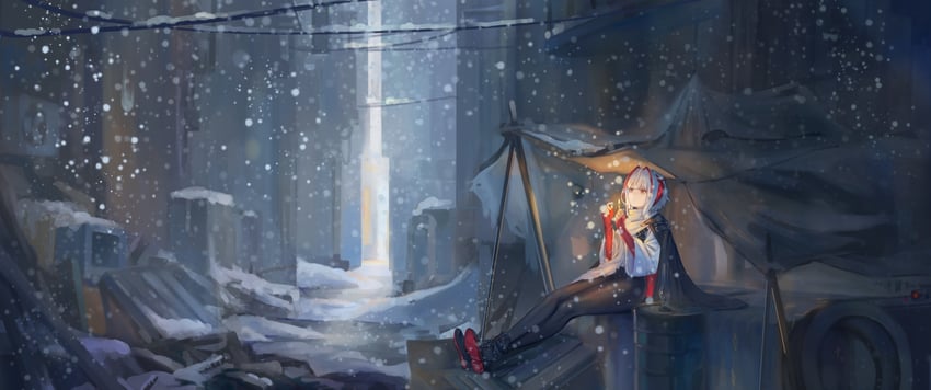 w and little match girl (arknights and 1 more) drawn by xiao_longxia_mianbao