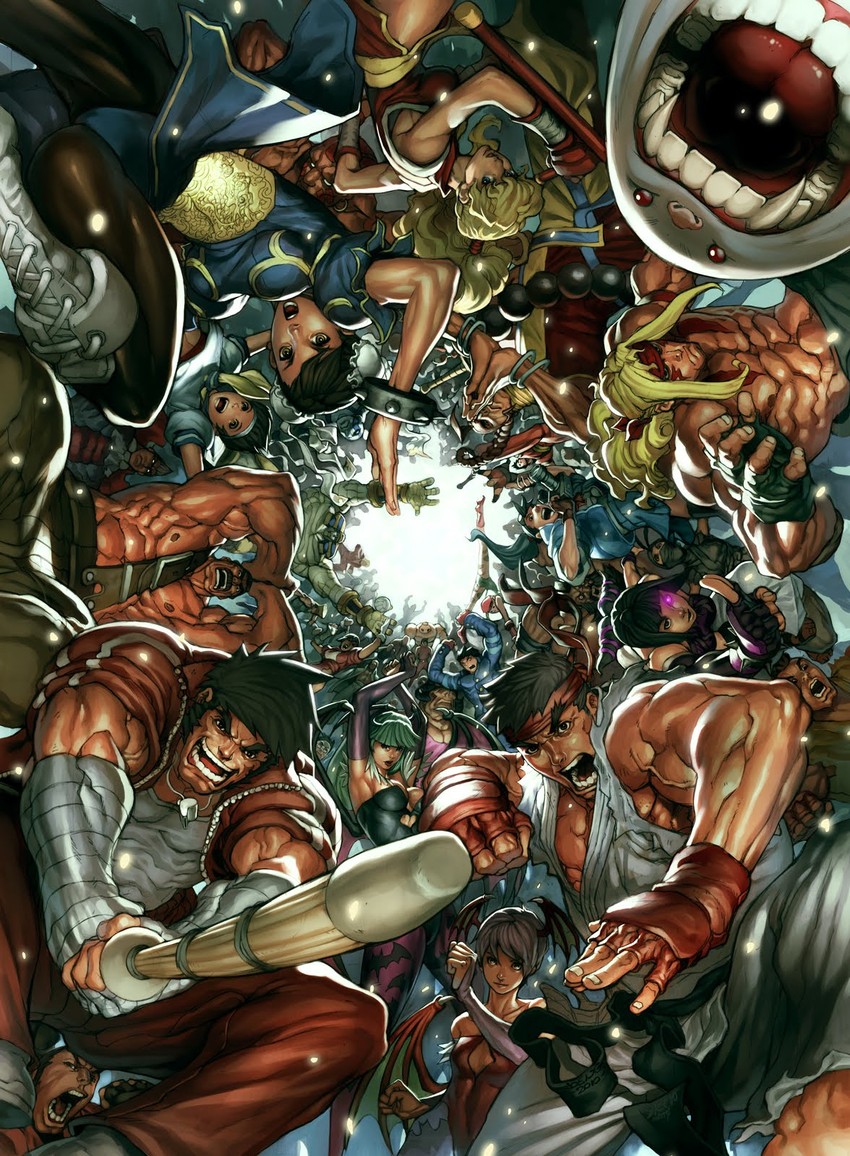 chun-li, morrigan aensland, cammy white, han juri, lilith, and 23 more (street fighter and 4 more) drawn by joe_ng and saejin_oh