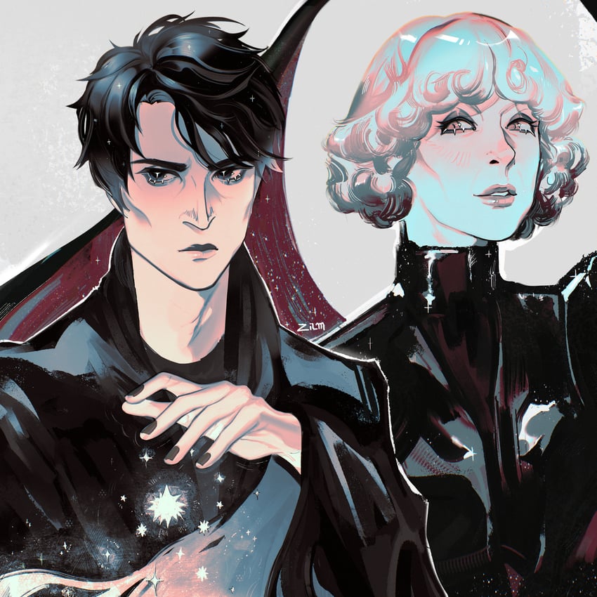 lucifer morningstar and dream of the endless (dc comics and 1 more) drawn by zilmart