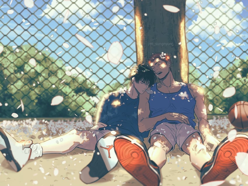 sakuragi hanamichi and rukawa kaede (slam dunk) drawn by jmt_sungnyung