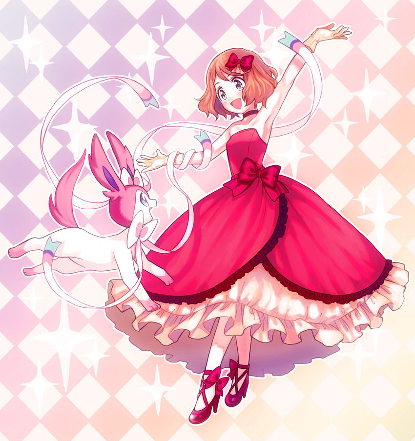 serena and sylveon (pokemon and 1 more) drawn by amezawa_koma