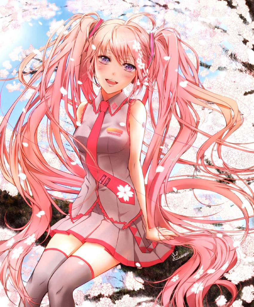 hatsune miku and sakura miku (vocaloid) drawn by kin'usagi