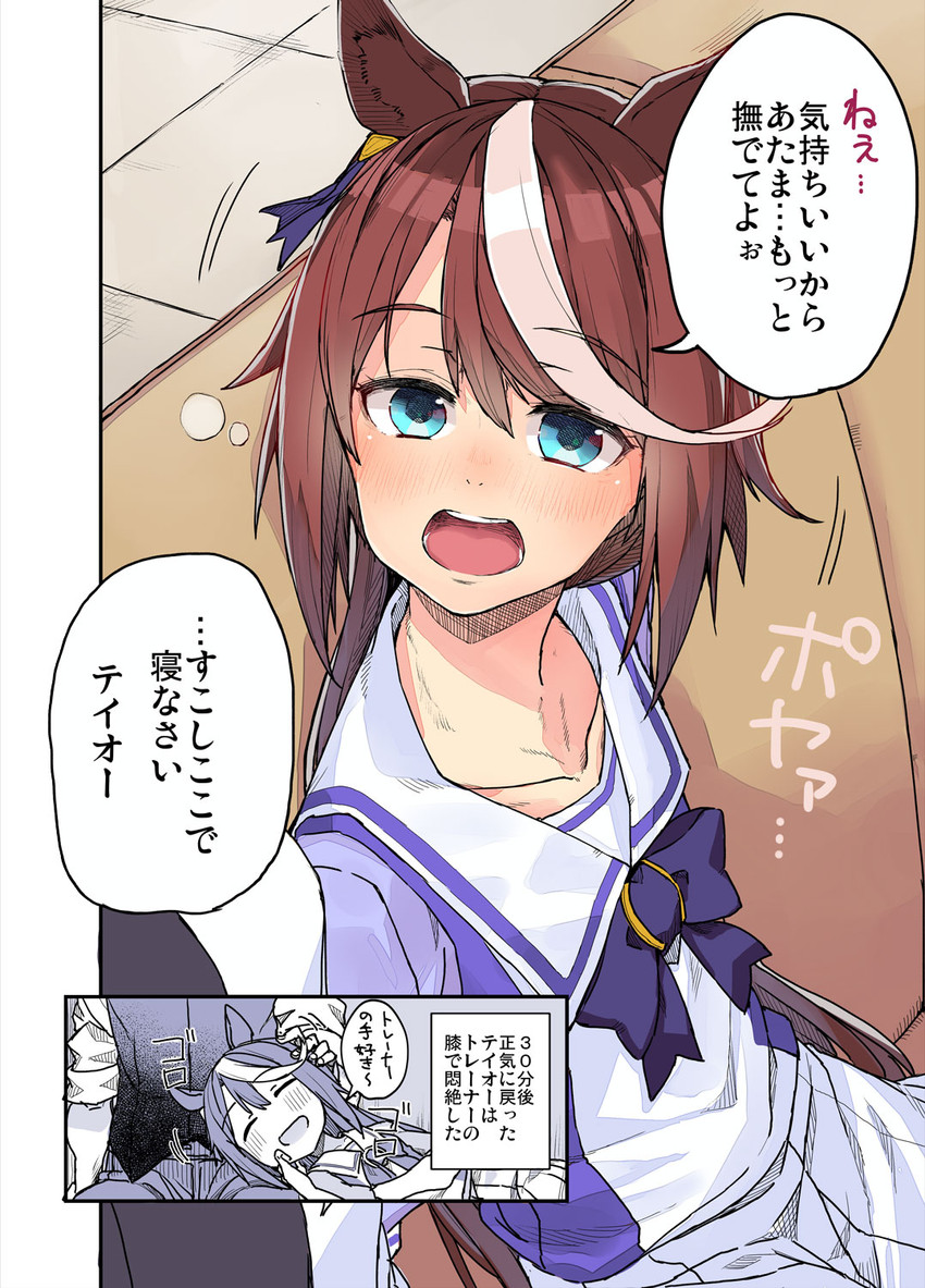 trainer and tokai teio (umamusume) drawn by hidori_(hibi_toridori)