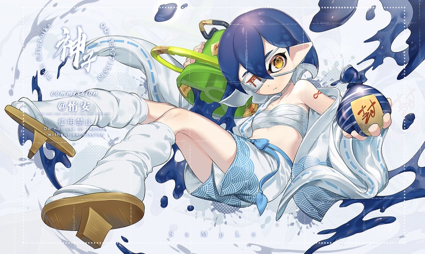 inkling player character and inkling girl (splatoon and 1 more) drawn by jinkoika