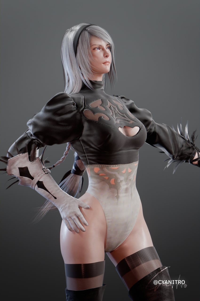 2b and jill warrick (final fantasy and 3 more) drawn by cyanitro