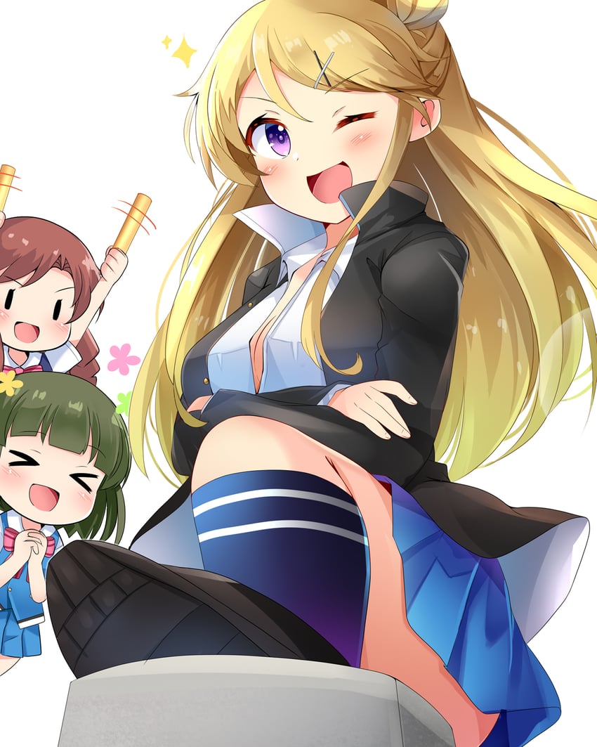 kujou karen, oomiya shinobu, and matsubara honoka (kin-iro mosaic) drawn by aru_(arudes)