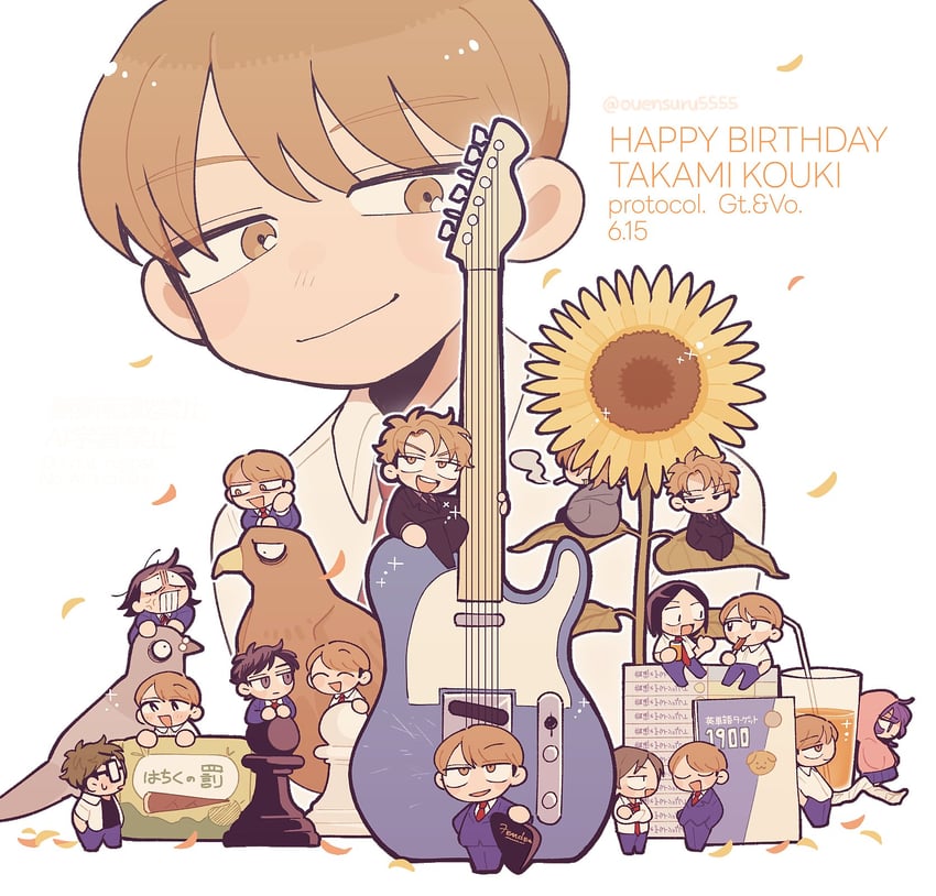 hatono chihiro, fujii ayame, takami kouki, mizuo haruichi, taguchi ryuuya, and 2 more (futsuu no keion-bu and 1 more) drawn by ouensuru5555