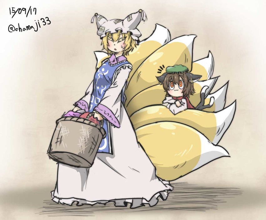 yakumo ran and chen (touhou) drawn by chamaji