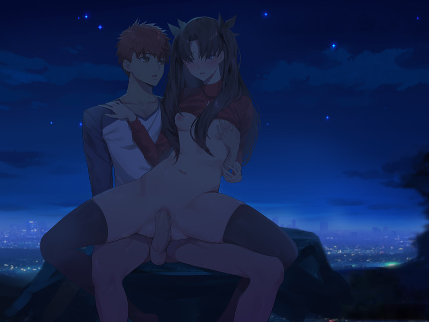 tohsaka rin and emiya shirou (fate and 1 more) drawn by blinkblink_art