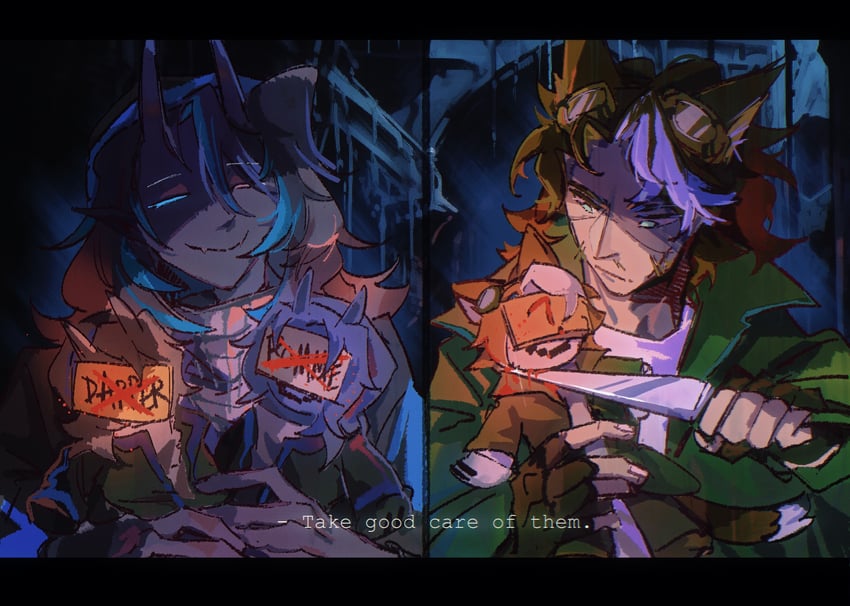 badboyhalo, cellbit, not pomme, not dapper, and ? (minecraft youtube and 1 more) drawn by kiso-salted-fish