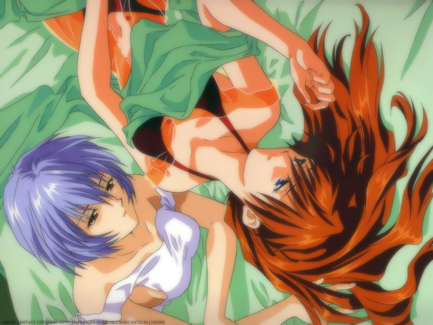 souryuu asuka langley and ayanami rei (neon genesis evangelion) drawn by sadamoto_yoshiyuki