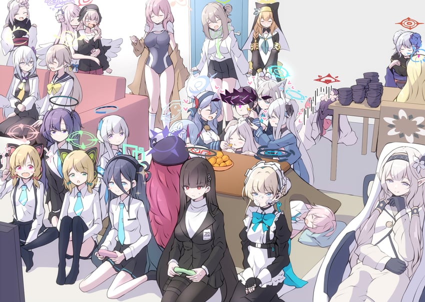 sensei, yuuka, hina, shiroko, hoshino, and 22 more (blue archive) drawn by tonomiya68