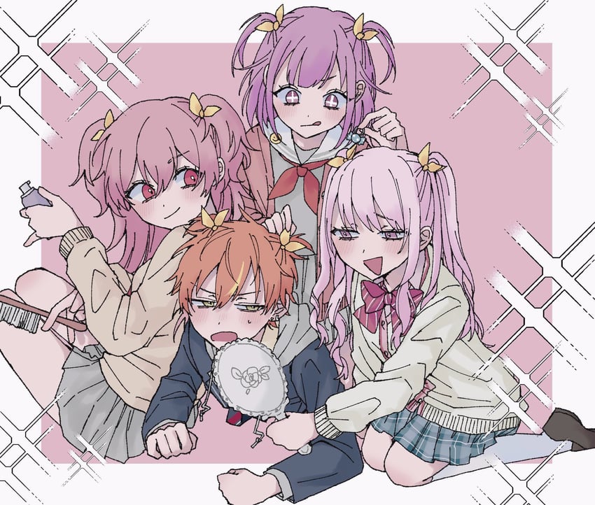 akiyama mizuki, ootori emu, shinonome akito, and momoi airi (project sekai) drawn by pqi1u