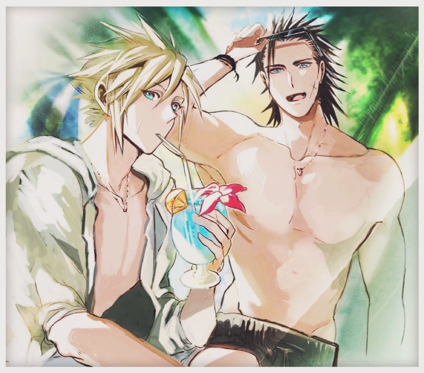 cloud strife and zack fair (final fantasy and 2 more) drawn by 2b_fff