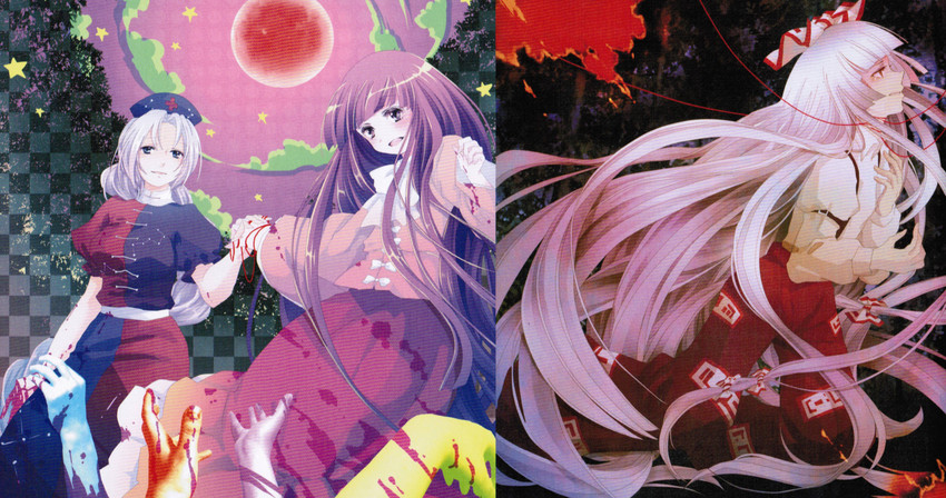 fujiwara no mokou, houraisan kaguya, and yagokoro eirin (touhou) drawn by hanada_hyou