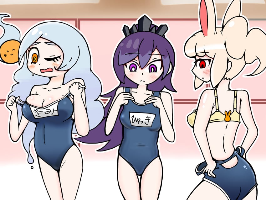 hyakkihime, snowrabby, and tamagonokimi (youkai watch) drawn by user_vxsn8372