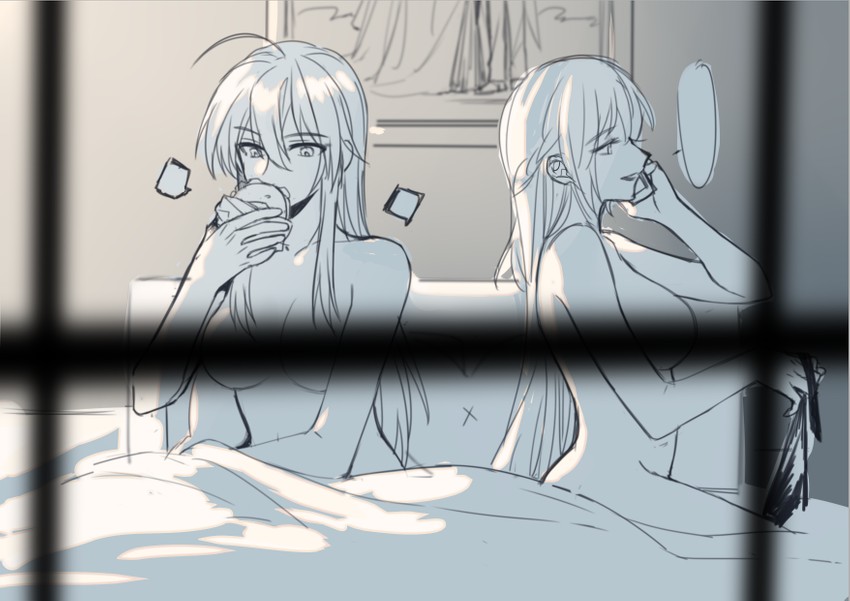 artoria pendragon and morgan le fay (fate and 2 more) drawn by yorukun