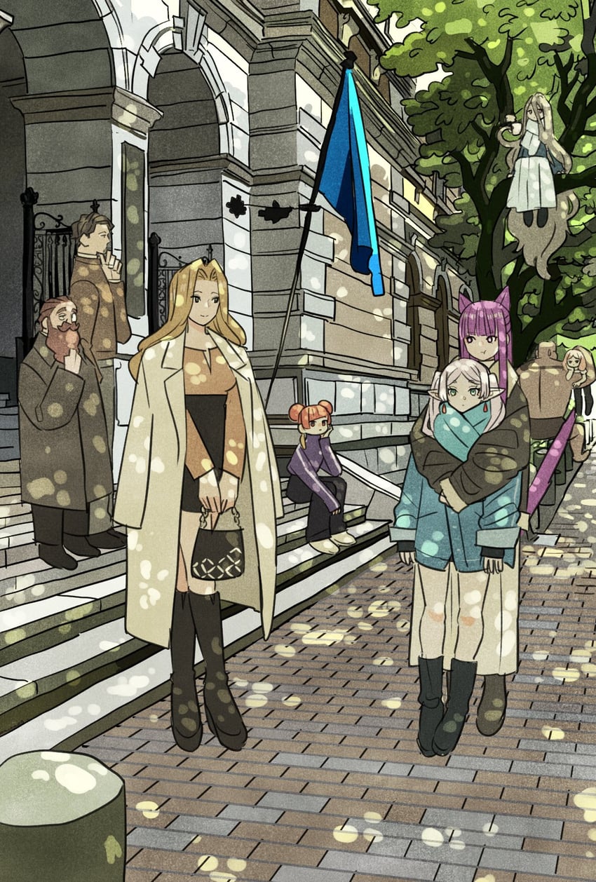 frieren, fern, sense, laufen, methode, and 4 more (sousou no frieren) drawn by takeuchi_ryousuke
