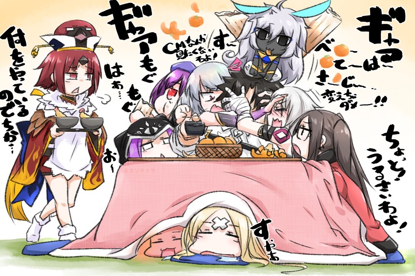 fujimaru ritsuka, abigail williams, scathach, medusa, kama, and 6 more (fate and 2 more) drawn by neon-tetora
