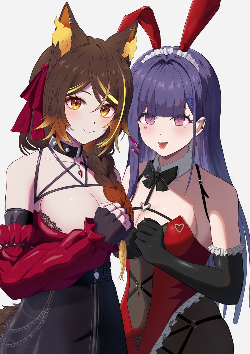 sinder and akuma nihmune (indie virtual youtuber) drawn by meibin