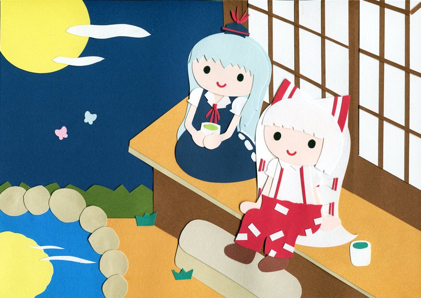 fujiwara no mokou and kamishirasawa keine (touhou) drawn by poru_(tohopunk)