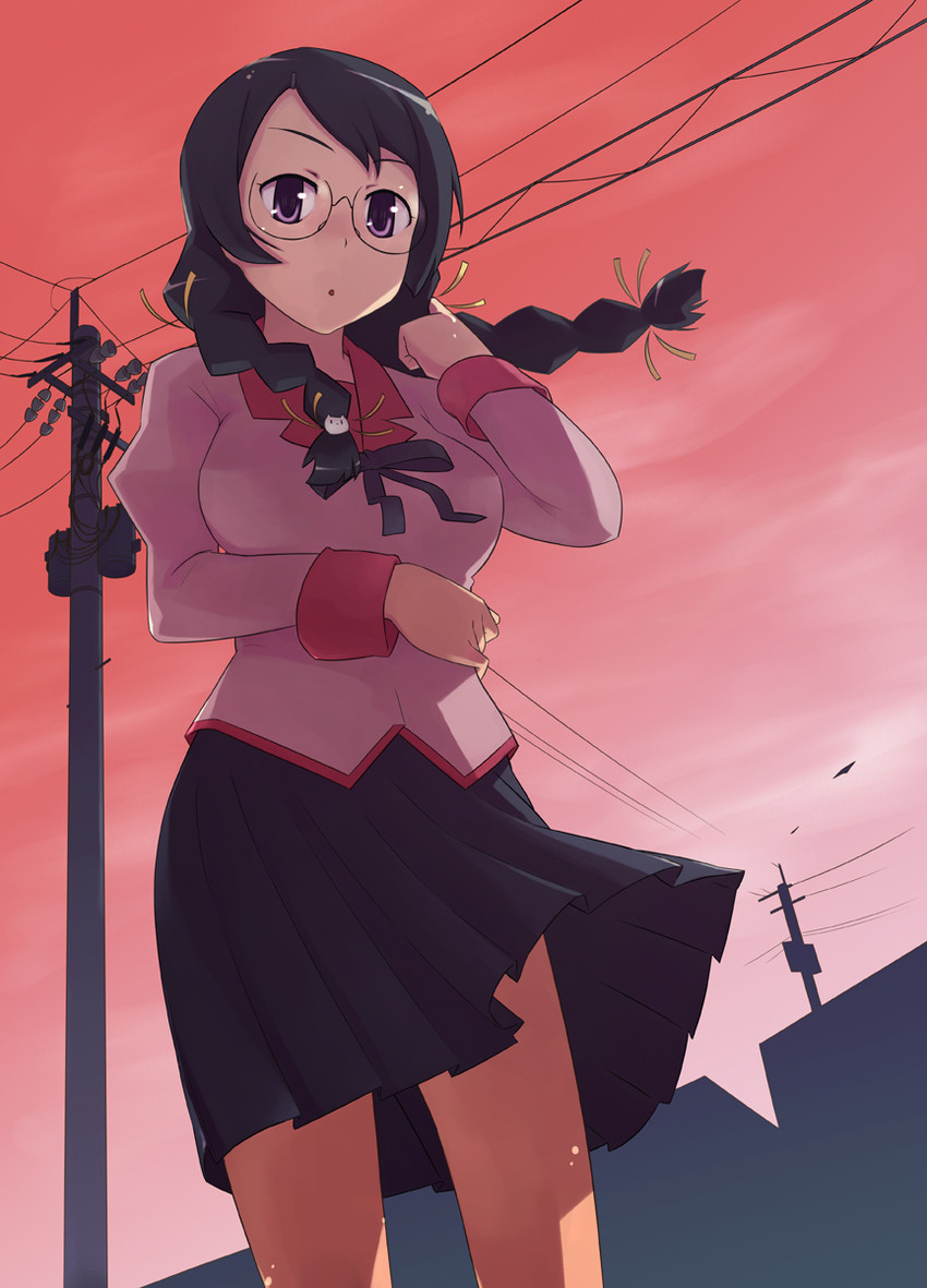 hanekawa tsubasa (monogatari and 2 more) drawn by bing_zizi