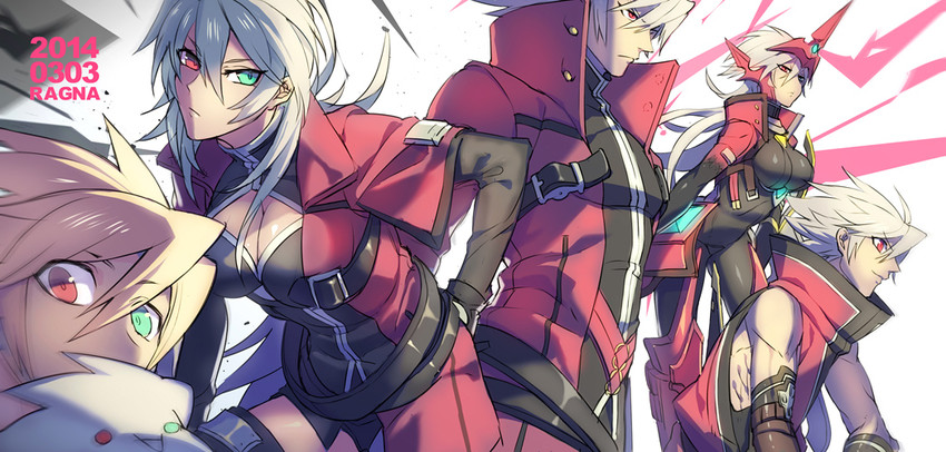 ragna the bloodedge and alpha-01 (blazblue) drawn by jou_(mono)
