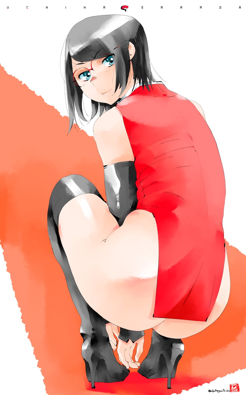 uchiha sarada (naruto and 1 more) drawn by mike156