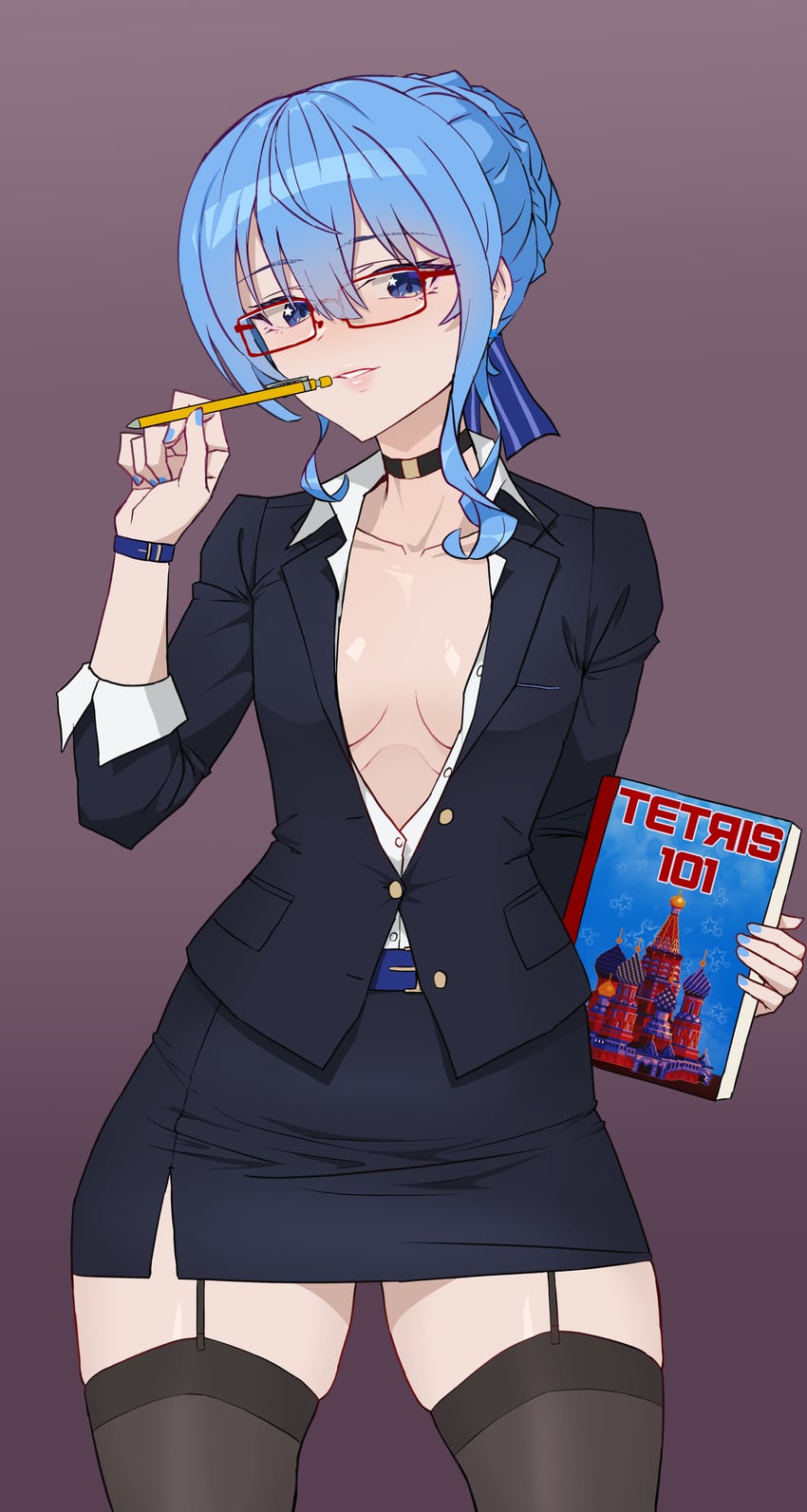 hoshimachi suisei (hololive and 1 more) drawn by mibe_(suiseichu)