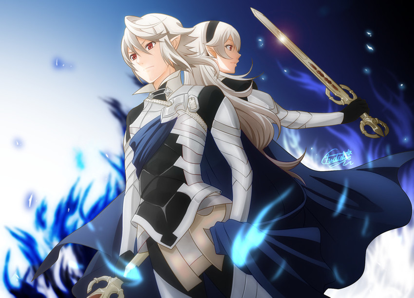 female corrin and male corrin (fire emblem and 1 more) drawn by fuzuki_yuu