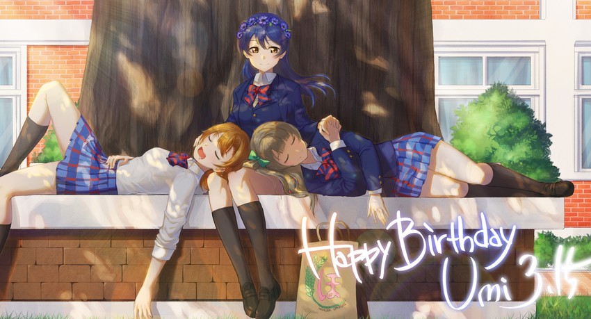 sonoda umi, minami kotori, and kosaka honoka (love live! and 1 more) drawn by corsetman