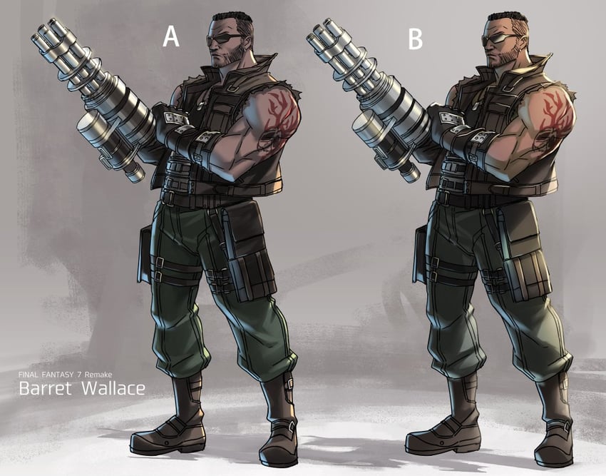barret wallace (final fantasy and 2 more) drawn by decoponmagi