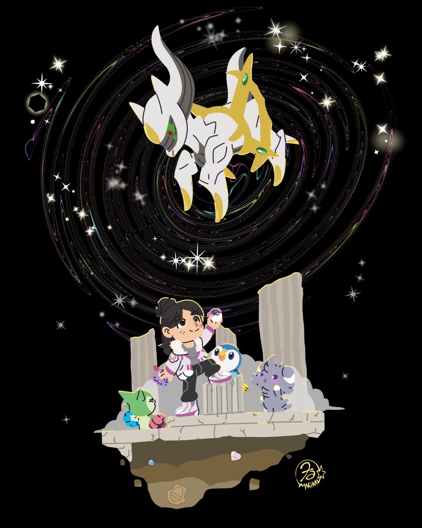 piplup, espurr, arceus, and palkia (pokemon and 1 more) drawn by fa-magikal