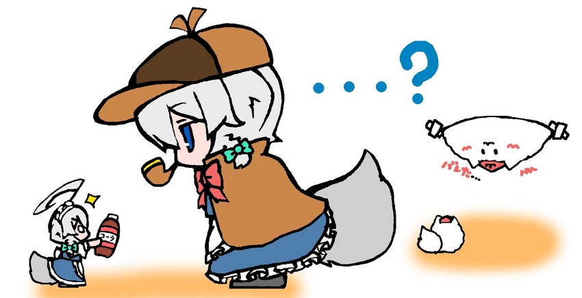 izayoi sakuya, inubashiri momiji, and inu sakuya (touhou) drawn by bonobono_(en-rai)