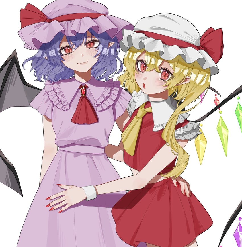 remilia scarlet and flandre scarlet (touhou) drawn by mnju_dayo