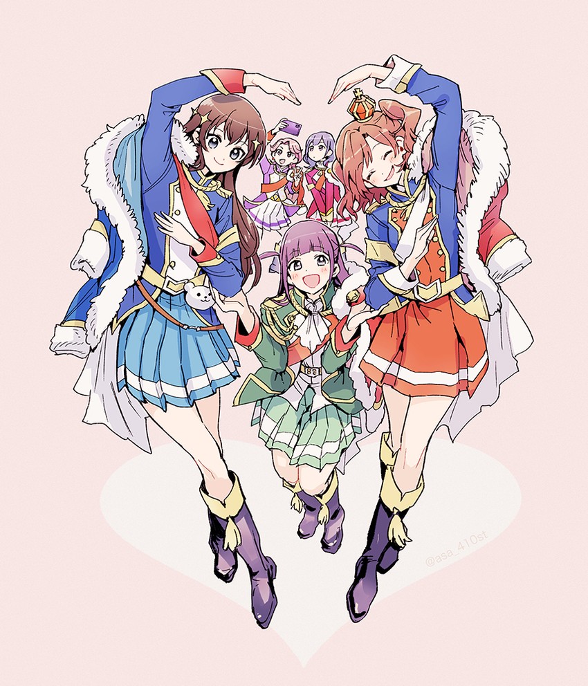 aijou karen, tsuyuzaki mahiru, kagura hikari, hanayagi kaoruko, isurugi futaba, and 5 more (shoujo kageki revue starlight) drawn by asa_(asa_410st)
