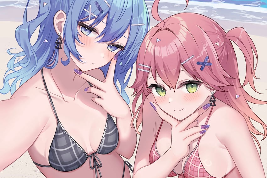 hoshimachi suisei and sakura miko (hololive) drawn by kohaku_(csacu)