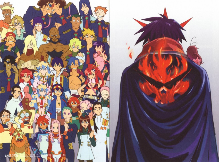 yoko littner, nia teppelin, simon, kamina, boota, and 25 more (tengen toppa gurren lagann) drawn by nishigori_atsushi