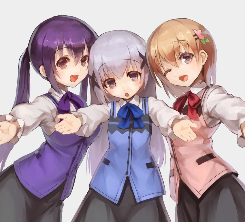 kafuu chino, hoto cocoa, and tedeza rize (gochuumon wa usagi desu ka?) drawn by sue_(bg-bros)
