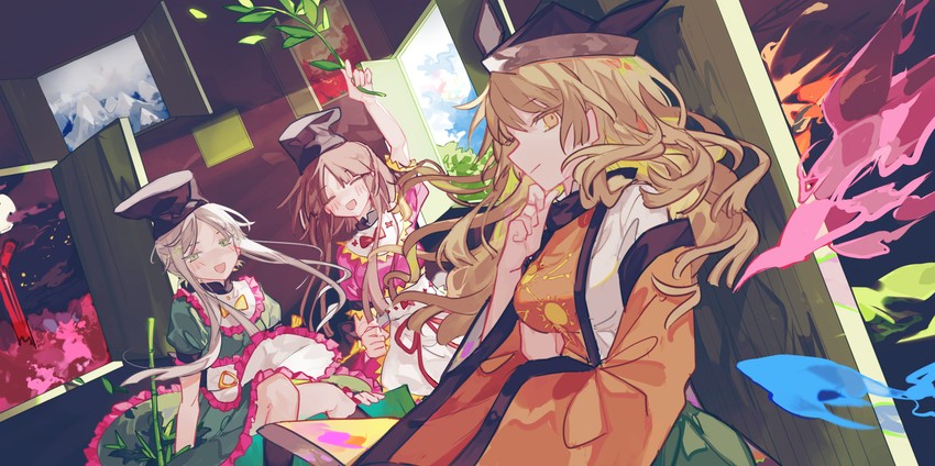 matara okina, nishida satono, and teireida mai (touhou and 1 more) drawn by nov4void