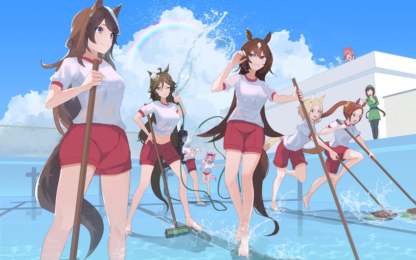 rice shower, symboli rudolf, sirius symboli, mr. c.b., agnes digital, and 4 more (umamusume) drawn by shi_(pou9f)