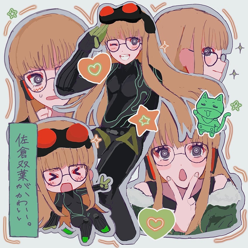 sakura futaba, morgana, and oracle (persona and 1 more) drawn by seyochan