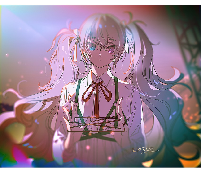 hatsune miku and 25-ji miku (vocaloid and 1 more) drawn by haun